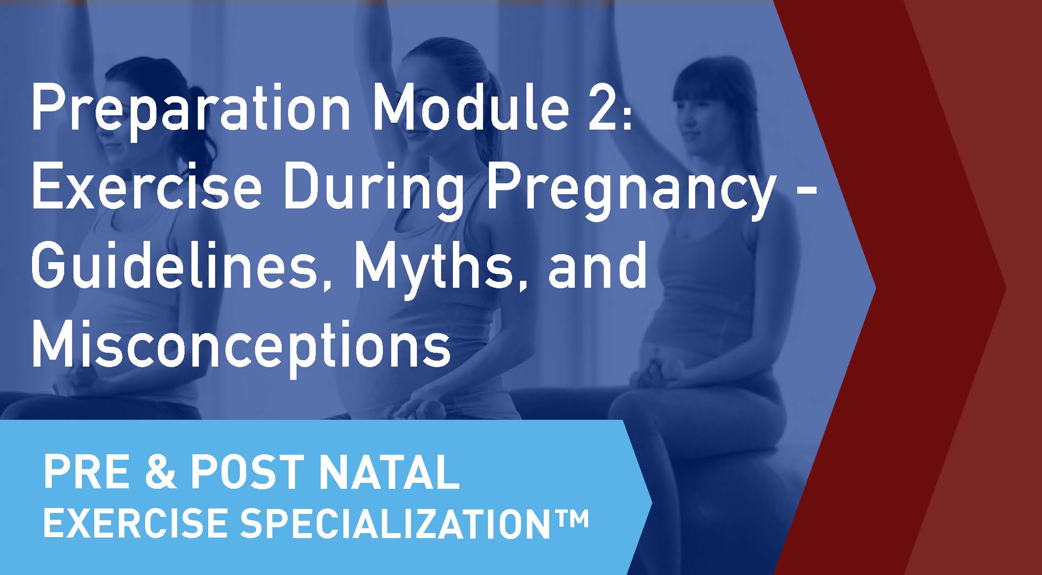 The online learning module cover of the CSEP Pre and Postnatal Exercise Specialization Preparation Module 2
