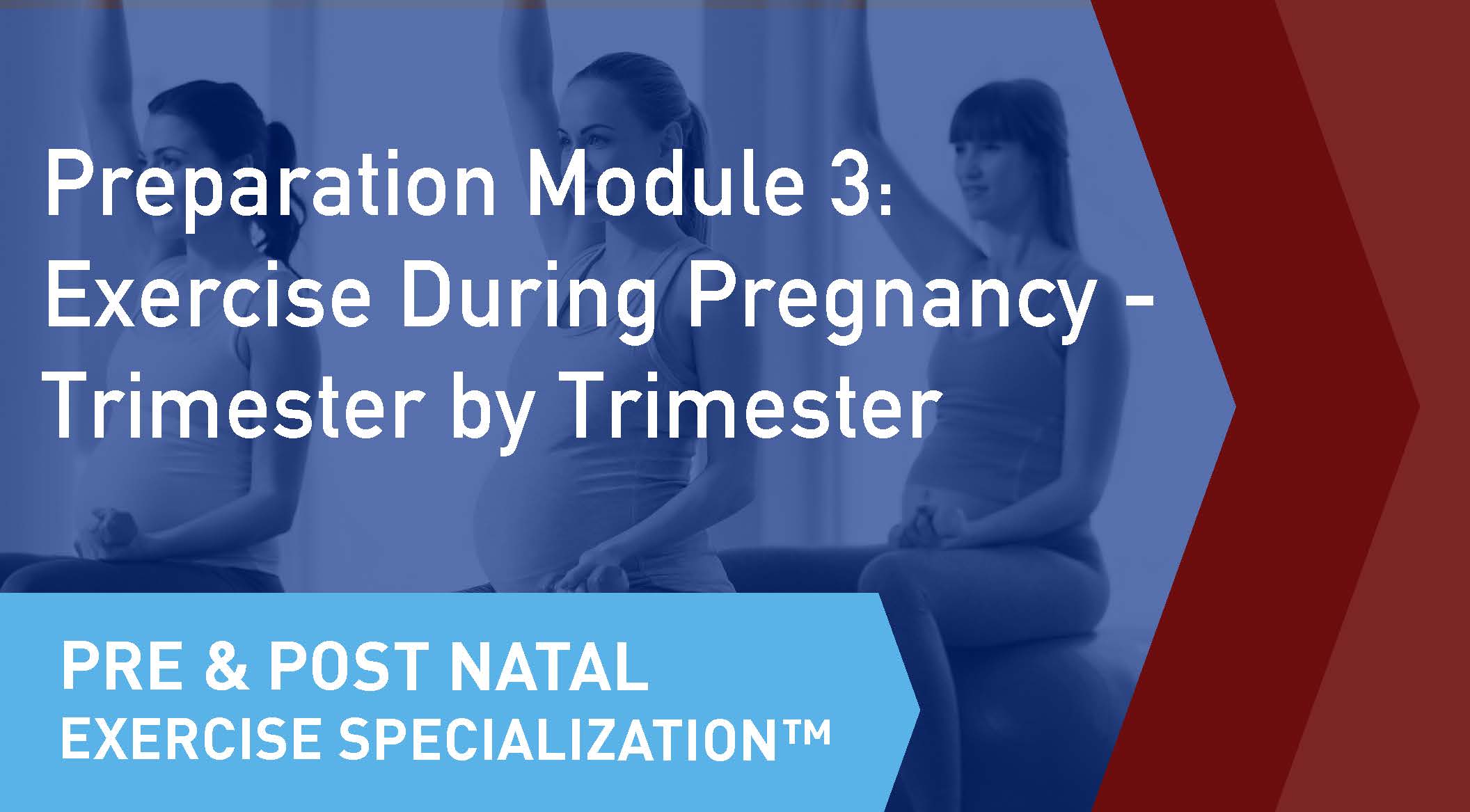 The online learning module cover of the CSEP Pre and Postnatal Exercise Specialization Preparation Module 3
